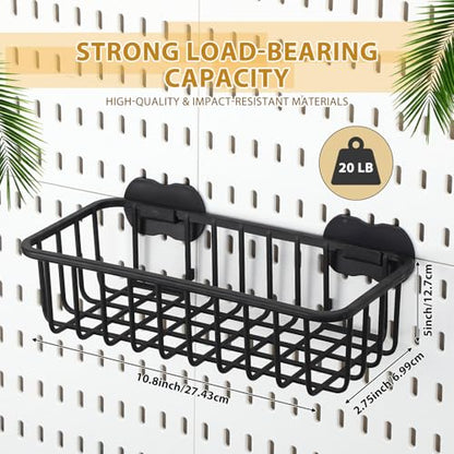 Maxdot 4 Pcs Pegboard Baskets with Hook, Compatible with IKEA Skadis, Black