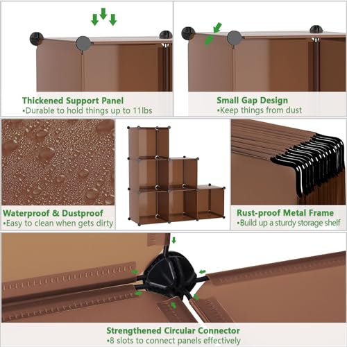 C&AHOME 6-Cube Storage Organizer Cube Shelf Closet Storage Bookcase, Brown - color: Brown