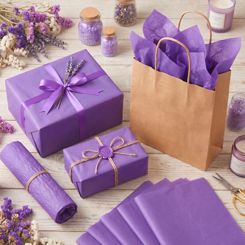 woric 160 Sheets Purple Tissue Paper for Gift Bags 20 x 14 Inch - color: Purple