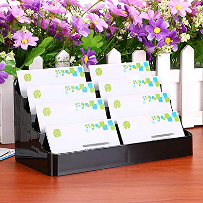 Hipiwe 2-Pack Acrylic Business Card Holder Card for Desk, 8 Pockets - color: Black