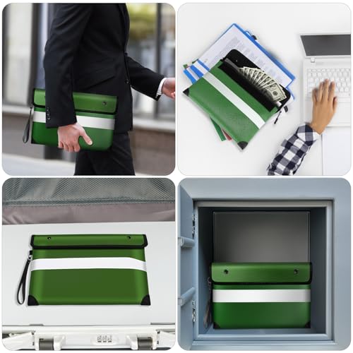 Vailoin 6200°F Fireproof Money Bag, 8 Layers of Heat Insulated Materials - color: Green, size: 11"x7.7"