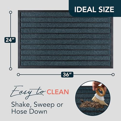 ubdyo Extra Durable Door Mat Outside Entrance (36" x 24", Bright Blue) - color: Bright Blue, size: 36" x 24" (Rectangular)