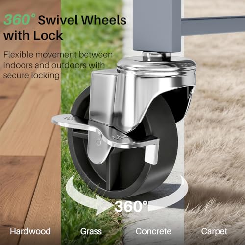 SNTD 3 Tier Rolling Cart, Metal Utility Cart on Wheels, Grey
