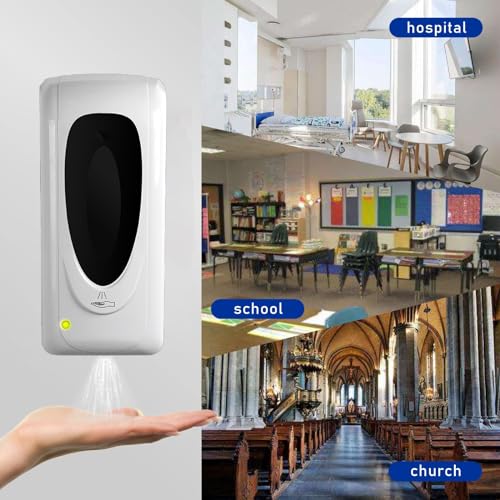 Automatic Hand Sanitizer Dispenser Wall Mount, Liquid Hand Sanitizer Spray Dispenser, 33oz/1000ml Touchless Hand Soap Dispenser for Commercial Industrial Hospitals Office Public - color: White-spray