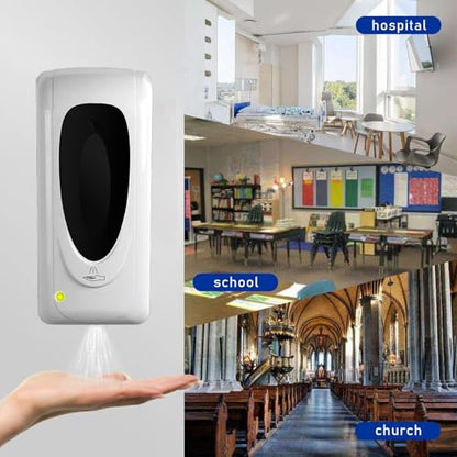 Automatic Hand Sanitizer Dispenser Wall Mount, Liquid Hand Sanitizer Spray Dispenser, 33oz/1000ml Touchless Hand Soap Dispenser for Commercial Industrial Hospitals Office Public - color: White-spray