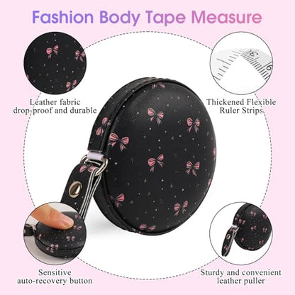 Retractable Mini Leather Tape Measure, Auto Retract Starlight Bow - color: Starlight Bow