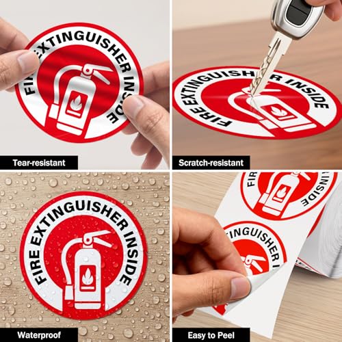 500 PCS Fire Extinguisher Inside Labels 2.75 x 2.75 Inches Vinyl
