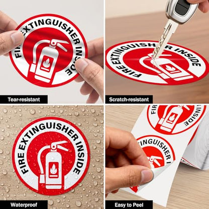 500 PCS Fire Extinguisher Inside Labels 2.75 x 2.75 Inches Vinyl
