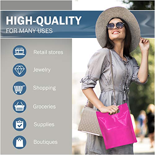 9x12 Pink Plastic Bags, Small, Glossy Finish, 1.5 Mil Thick, 200 Pack