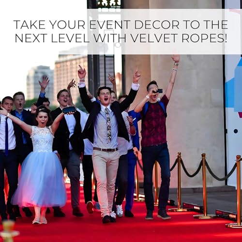 4 PCS Black Velvet Rope - 5 Ft Black Velvet Rope for Parties Crowd Queue Line for Ceremonies Safe Control Hanging Stanchion Tape - color: Black + Gold