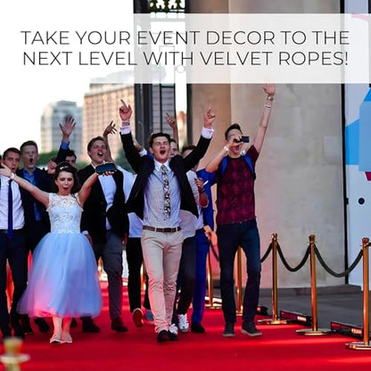 4 PCS Black Velvet Rope - 5 Ft Black Velvet Rope for Parties Crowd Queue Line for Ceremonies Safe Control Hanging Stanchion Tape - color: Black + Gold