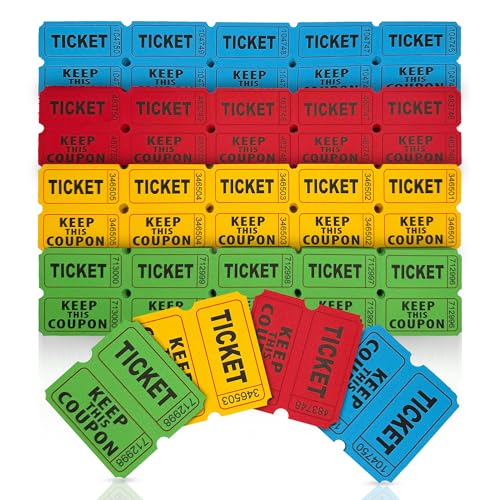 PM Company 2000 Pcs (1000 Pairs) Raffle Tickets Double, 50/50 - color: Multi-color