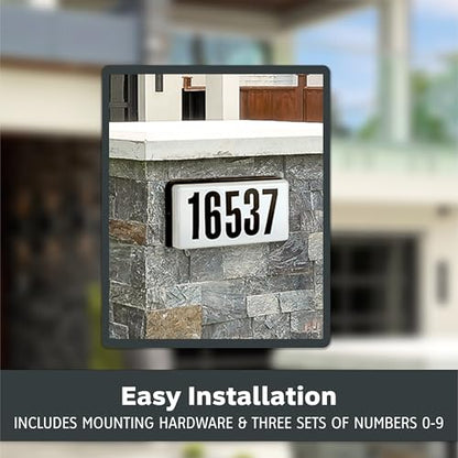 Designers Fountain Lighted House Number Sign, 2-Light Outdoor Home Address Plaque, 10 Inch, Black, 31310-BK