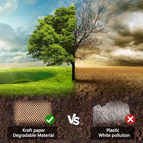 HOOPLE Honeycomb Packing Paper, Packing Paper for Moving, Alternative Bubble Cushion Wrap, Biodegradable Moving Supplies Bubble Packing Wrap Protective Roll With 30 Fragile Stickers. (khaki 15"x164') - color: khaki 15"x164'