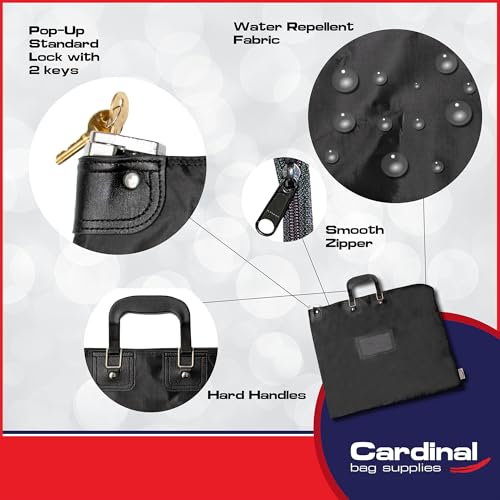 Lockable Document Bag with handles, 15 x 19 - color: Black