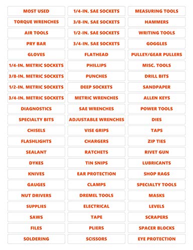 Toolbox Organizational Magnetic Rounded Labels Ultimate Set by DCM Solutions (Burnt Orange Inverted, 0.75" H x 4.5" W) - color: Burnt Orange Inverted - White With Burnt Orange Text, size: 0.75"H x 4.5"W