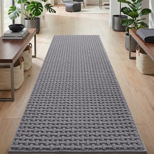 DEXI Hallway Runner Rug 24x72, Non Slip Runner Rugs Washable, Light Grey - color: Light Grey, size: 24'' x 72''(Runner)