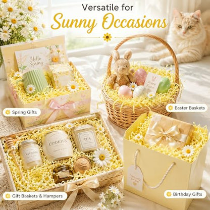 STRBOXONG Light Yellow Crinkle Paper Filler 1 LB, Recyclable Crinkle Cut Paper Shred for Easter Baskets, Spring Gift Boxes, Baby Shower Favors, Party Supplies, DIY Crafts and Gift Packaging - color: Light Yellow