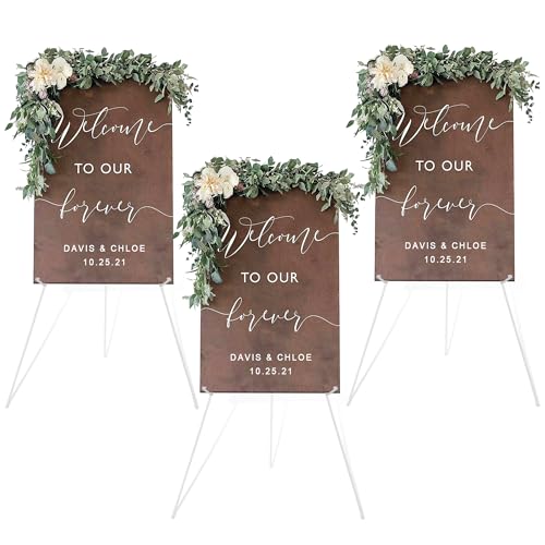 DANMO Easel Stand for Wedding Sign Poster 63'' Instant Display Easel for Floor Adjustable Metal Art Easel White 3 Pack - style: White 3 Pack