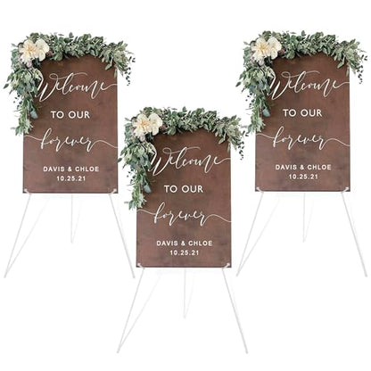 DANMO Easel Stand for Wedding Sign Poster 63'' Instant Display Easel for Floor Adjustable Metal Art Easel White 3 Pack - style: White 3 Pack