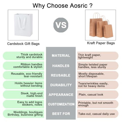 Aosric White Gift Bags with Tissue Paper, 30 Pack, 8x5x10 Inch - color: White