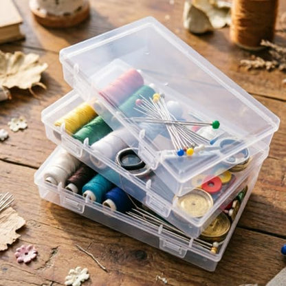 6 Pieces Rectangular Empty Mini Clear Plastic Organizer Box - size: 155 x 92 x 30 mm