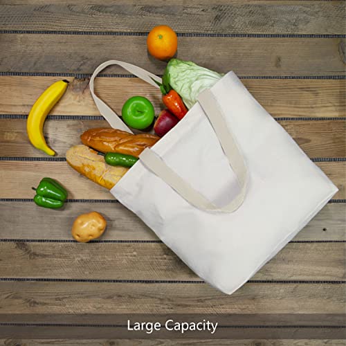 TOPDesign 2-Pack Canvas Tote Bags with Magnetic Snap, Reusable Grocery Shopping Bags, DIY Your Creative Designs - color: Beige