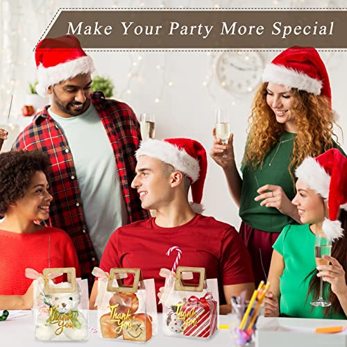 Sabary 12 Pcs Clear Gift Bag with Handle Thank You Gift Handbag, Gold - color: Gold