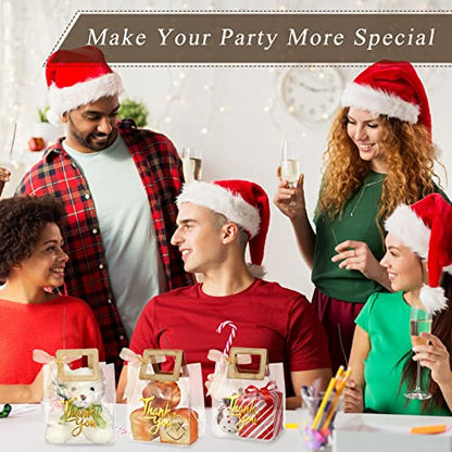 Sabary 12 Pcs Clear Gift Bag with Handle Thank You Gift Handbag, Gold - color: Gold