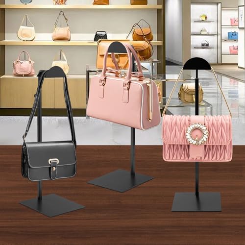 3 Pack Purse Display Stand,Black Handbag Display Stand,Adjustable - color: black