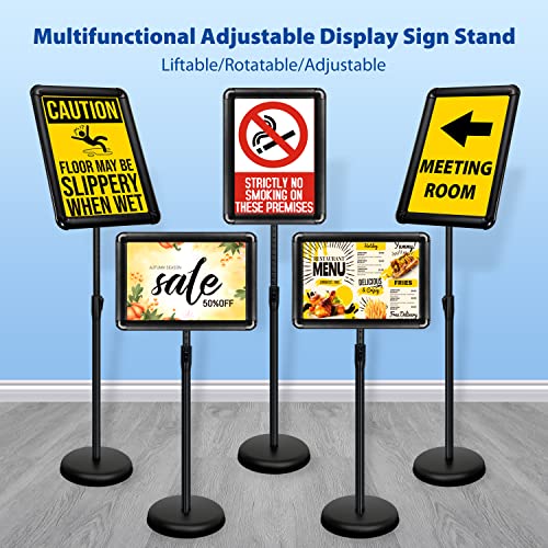 6Pack 11x17 Sign Holder Stand, Adjustable Floor Standing Sign Holder - color: Black, size: 11"x17"-6Pack