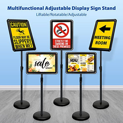 6Pack 11x17 Sign Holder Stand, Adjustable Floor Standing Sign Holder - color: Black, size: 11"x17"-6Pack