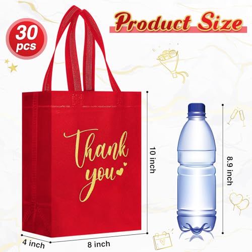 Sweetude 30 Thank You Non Woven Gift Bag, 10 x 8 x 4 Inch, Burgundy - color: Burgundy, size: 1 Count (Pack of 30)
