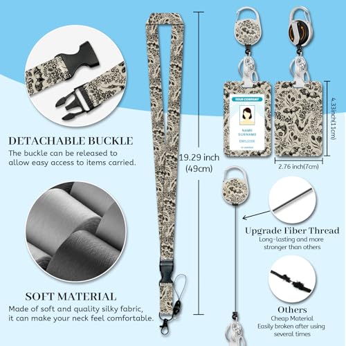 Hancynir Goth Bat Lanyard for ID Badges, Badge Holder Retractable Reel Clip - color: Goth Bat