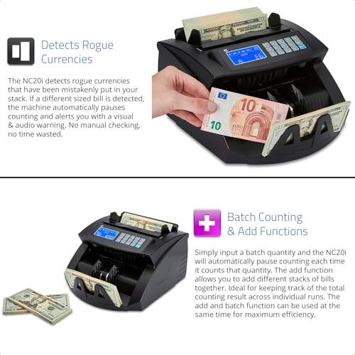 ZZap Bill Value Counter & Counterfeit Detector - Money Cash Currency Machine (NC20i)