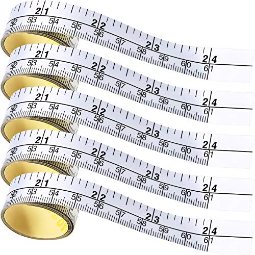 5 Pieces Self-Adhesive Measuring Tape Workbench Ruler Adhesive Backed Double Scale Stick Tape Measure for Work Woodworking, Saw, Drafting Table (24 Inch)