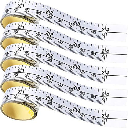 5 Pieces Self-Adhesive Measuring Tape Workbench Ruler Adhesive Backed Double Scale Stick Tape Measure for Work Woodworking, Saw, Drafting Table (24 Inch)