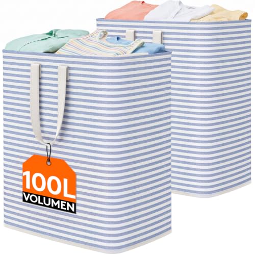 Lifewit 100L Large Laundry Baskets, Laundry Hampers Bags, 2 Pack, Blue - color: Blue, size: 100L