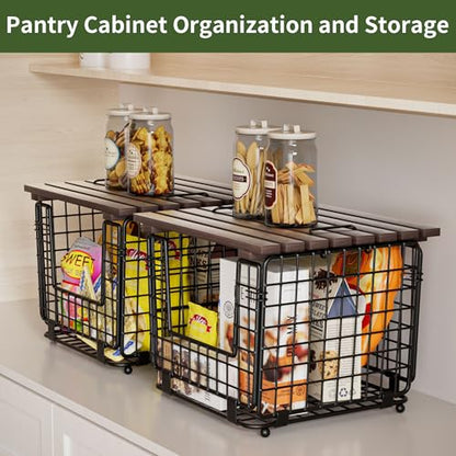 2 Pack Stackable Potato Onion Bins, Pantry Organizers and Storage - color: 2pack-bronze