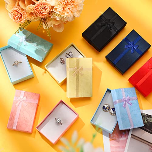 Batiyeer 72 Pcs Small Jewelry Ring Earring Bulk Gift Box with Ribbon Bow
