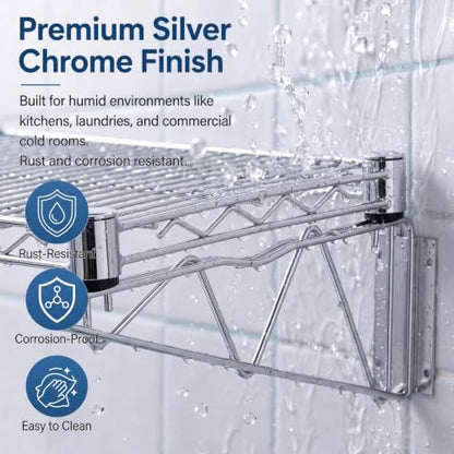 2 Set 18" Fixed Wall Mount Single Wire Shelf Bracket