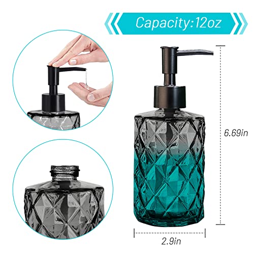 Glass Soap Dispenser with Plastic Pump, 330ml/11oz. Liquid Hand Soap Dispenser for Bathroom and Kitchen, Hand-Pump Dispenser for Dishwashing Liquid, Lotion, Soap, Shower Gel, Essential Oil (Black) - color: Black