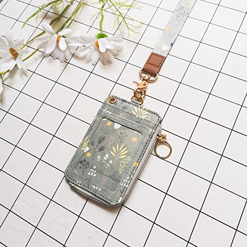 bolimoss Lanyard with Wallet,Zip ID Case with Lanyard,Lanyard Badge Holder,Lanyard Wallet for Women,Fashion Lanyard Wallet, ID Case Wallet with Lanyard（ Light Grey ） - color: Light Grey