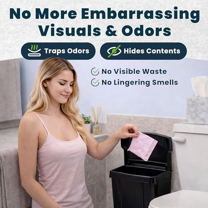 Alpine Sanitary Napkin Receptacle - Feminine Hygiene Disposal Container, Wall Mounted Trash Can with Odor Control Seal & Installation Hardware (Black) - color: Black