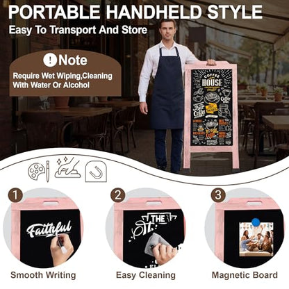Magnetic Portable A-Frame Chalkboard Signs, 40" × 20", Pink - color: A-portable-pink