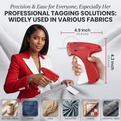 ASEER Micro Stitch Gun No Sew Kit 6 Needles 2000 Fasteners 200 Buttons - color: Red