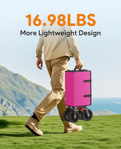 180L Wagons Carts Foldable with Wheels and Brakes for Camping Grocery - color: Pink, size: 180l