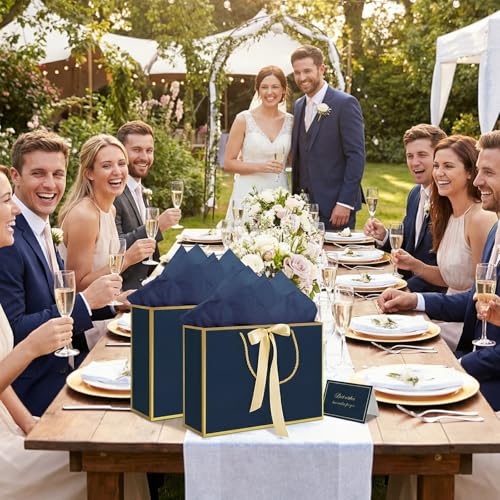 woric 13.7" Large Gift Bags with Handles, 2 Pack Navy Blue Paper Gift Bags - color: Navy Blue