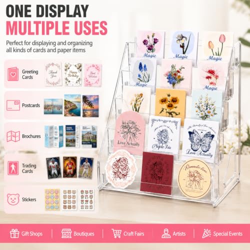 Acrylic 5-Tier Card Display Stand for Greeting, Sports & Trading Cards