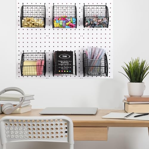 Reallnaive 6 Pack Black Pegboard Baskets 5.1 x 5.1 x 3.5 Inch - color: Black, size: 5.1 x 5.1 x 3.5 Inch